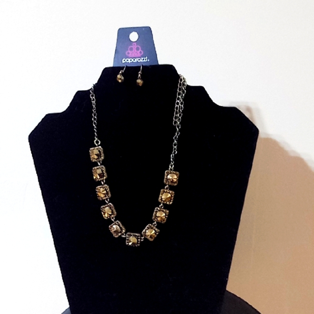 Paparazzi Gold Necklace and Earring Set
